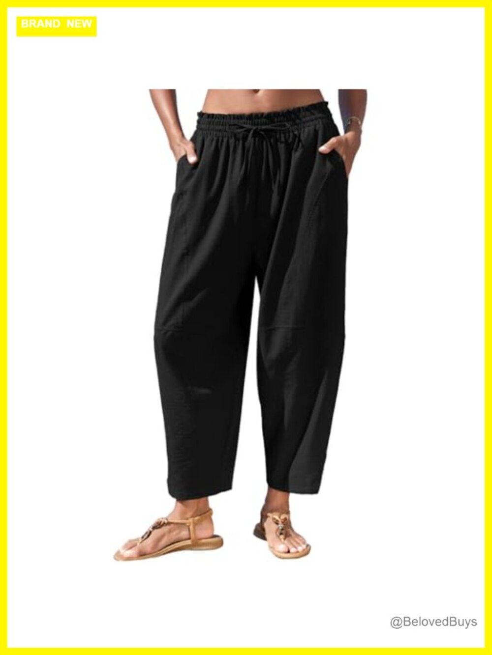 Womens Wide Leg Palazzo Pants High Waist Drawstring with Pockets